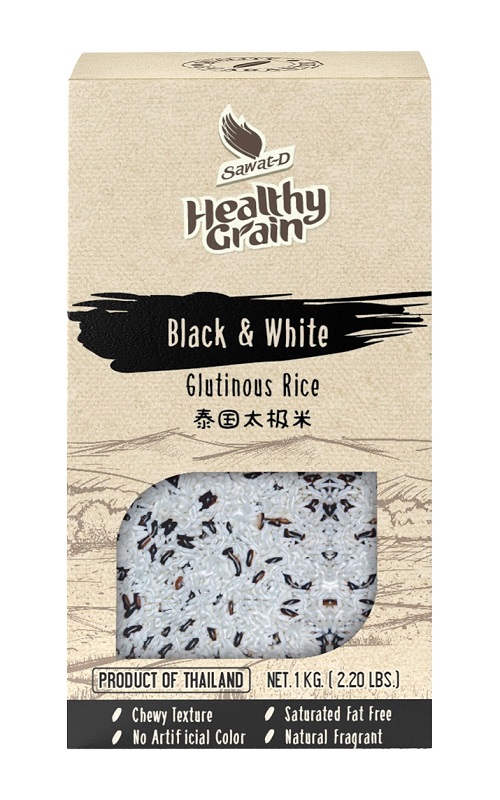 Mix di riso glutinoso bianco e nero sottovuoto Sawat D 1kg Mix di riso glutinoso bianco e nero sottovuoto Sawat D 1kg